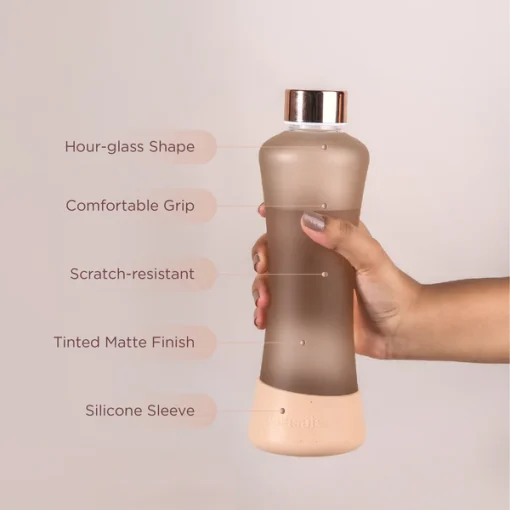 Glasafe SYP Borosilicate Glass Bottle with Silicone base 550ml (Bisque)