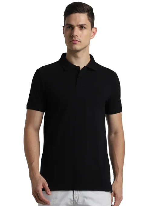 Jack & Jones Jacquard Plain Polo - Black