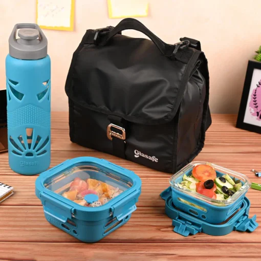 Glasafe Desk Munch Office Combo with Lunch Bag Set of 4
