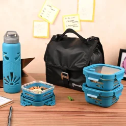 Glasafe Lunch Meal Office Combo with Lunch Bag Set of 5