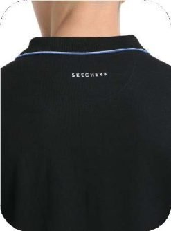 SKECHERS BLACK POLO WITH WHITE AND ROYAL BLUE TIPPING