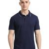 SKECHERS NAVY BLUE POLO WITH WHITE AND ROYAL BLUE TIPPING