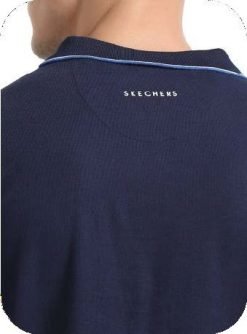 SKECHERS NAVY BLUE POLO WITH WHITE AND ROYAL BLUE TIPPING