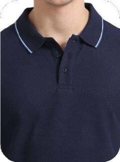 SKECHERS NAVY BLUE POLO WITH WHITE AND ROYAL BLUE TIPPING