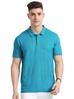 SKECHERS TURKISH BLUE POLO WITH WHITE AND NAVY BLUE TIPPING