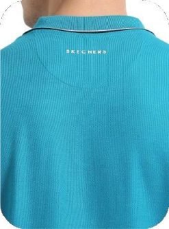 SKECHERS TURKISH BLUE POLO WITH WHITE AND NAVY BLUE TIPPING