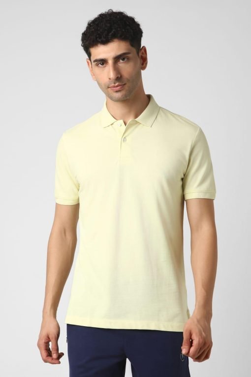 Van Heusen Lemon Yellow 100% Cotton T-Shirt