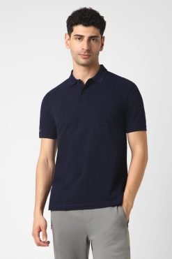 Van Heusen Navy Blue 100% Cotton T-Shirt