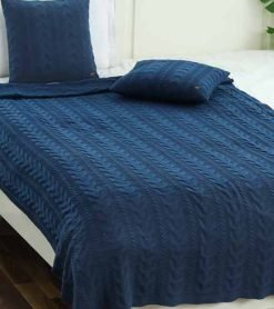 Pluchi Classical Cable Knitted Blanket & Cushion Gift Sets TCCCLSI012