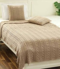 Pluchi Classical Cable Knitted Blanket & Cushion Gift Sets TCCCLSI013