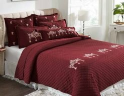Pluchi Decor & Bedding Tiara BCEMB032 Maroon & Pale Pink