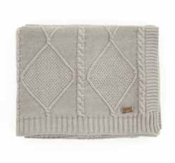 Pluchi Knitted Throws Cable Moss Throw Cool Grey