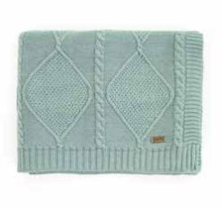 Pluchi Knitted Throws Cable Moss Throw Dull Blue