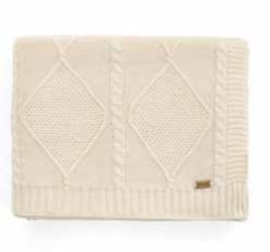 Pluchi Knitted Throws Cable Moss Throw Natural