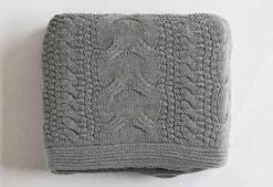Pluchi Knitted Throws Classical Throws Light Grey Melange
