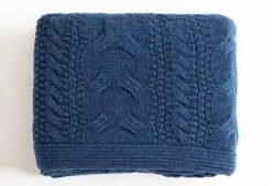 Pluchi Knitted Throws Classical Throws Navy Melange