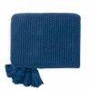 Pluchi Knitted Throws Seed Stitch Chunky Knit Estate Blue