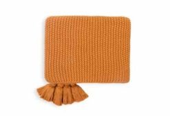 Pluchi Knitted Throws Seed Stitch Chunky Knit Mustard