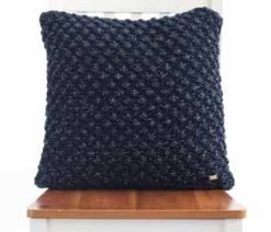 Pluchi Popcorn Cushion Cover Navy With Silver Lurex