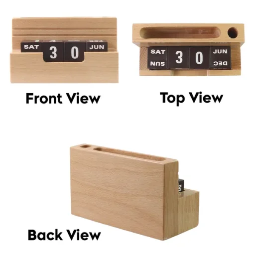 Personalised Beige Card Holder with Calendar and Pen Stand