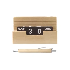 Personalised Beige Card Holder with Calendar and Pen Stand