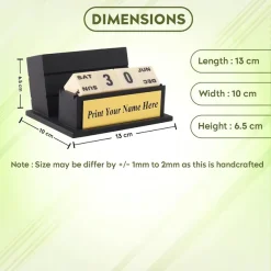 Personalised Matt Black Name Plate with Calendar, Mobile Stand and Pen Stand