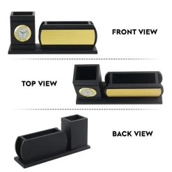 Personalised Matt Black Wooden Desk Organiser Mobile Holder