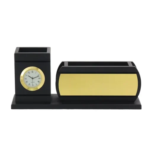 Personalised Matt Black Wooden Desk Organiser Mobile Holder