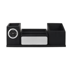 Personalised Matt Black Wooden Desk Organiser with Name Plate, Mobile stand, Pen Stand, Clock and Card Holder (Silver) 13 Personalised Matt Black Wooden Desk Organiser with Name Plate, Mobile stand, Pen Stand, Clock and Card Holder (Silver)