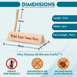 Personalised Wooden Desk Name Plate with Pen holder