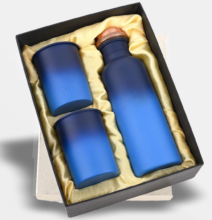 3 in1 Gift Set GCSR264 Copper Bottle & Mug Sets Blue