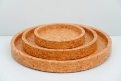Cork Natural set of 3 Round Tray