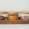 Cork set of 3 Jars with Tray