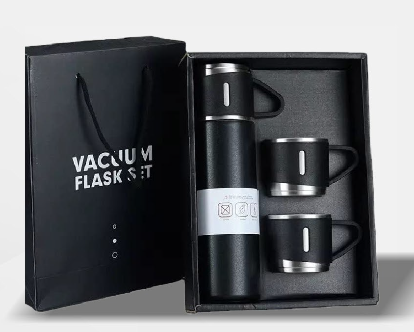 vacuum Flask and 3 Cups Gift Set GCBOT -10