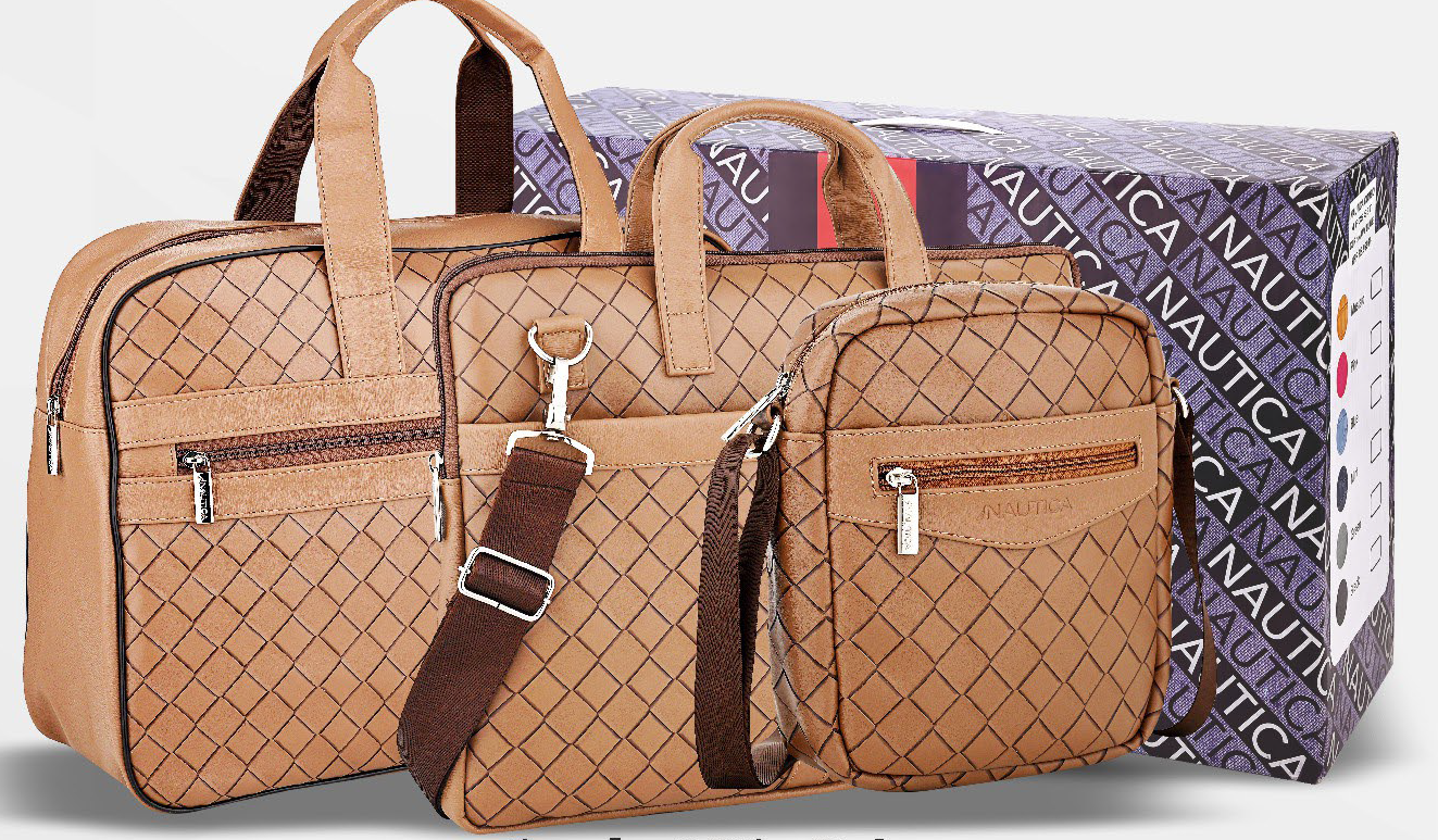 Combo Duffle Bag, Laptop Bag & Sling Bag with Gift Box Beige