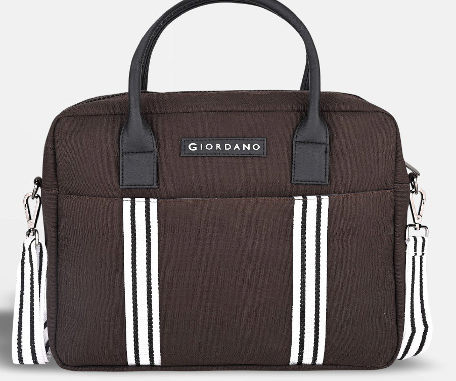 G01 Giordano Stripes Canvas laptop Bag Brown