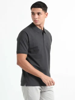 Caslay Organic Cotton Carbon Grey Polo T-shirt
