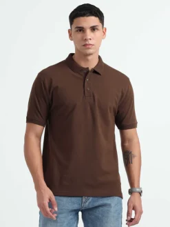Caslay Organic Cotton Polo T-shirt Chocolate