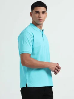Caslay Organic Cotton Polo T-shirt Curacao Blue .1