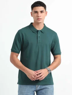 Caslay Organic Cotton Polo T-shirt Forest Green.1