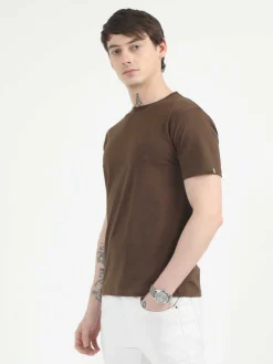 Caslay Organic Crew Neck T-shirt Chocolate.1