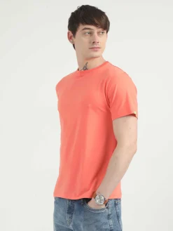 Caslay Organic Crew Neck T-shirt Coral.1
