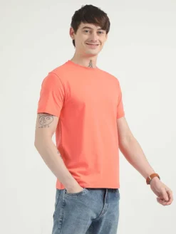 Caslay Organic Crew Neck T-shirt Coral.2