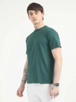 Caslay Organic Crew Neck T-shirt Forest Green.1