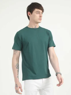 Caslay Organic Crew Neck T-shirt Forest Green.2