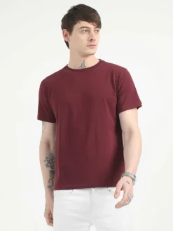 Caslay Organic Crew Neck T-shirt Maroon