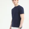 Caslay Organic Crew Neck T-shirt Navy Blue