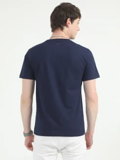 Caslay Organic Crew Neck T-shirt Navy Blue.2