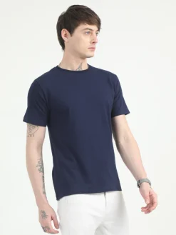 Caslay Organic Crew Neck T-shirt Navy Blue.3