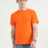 Caslay Organic Crew Neck T-shirt Orange.